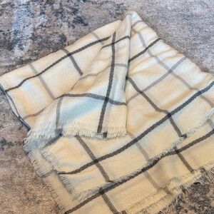 Plaid Cream and Gray Oversized Scarf